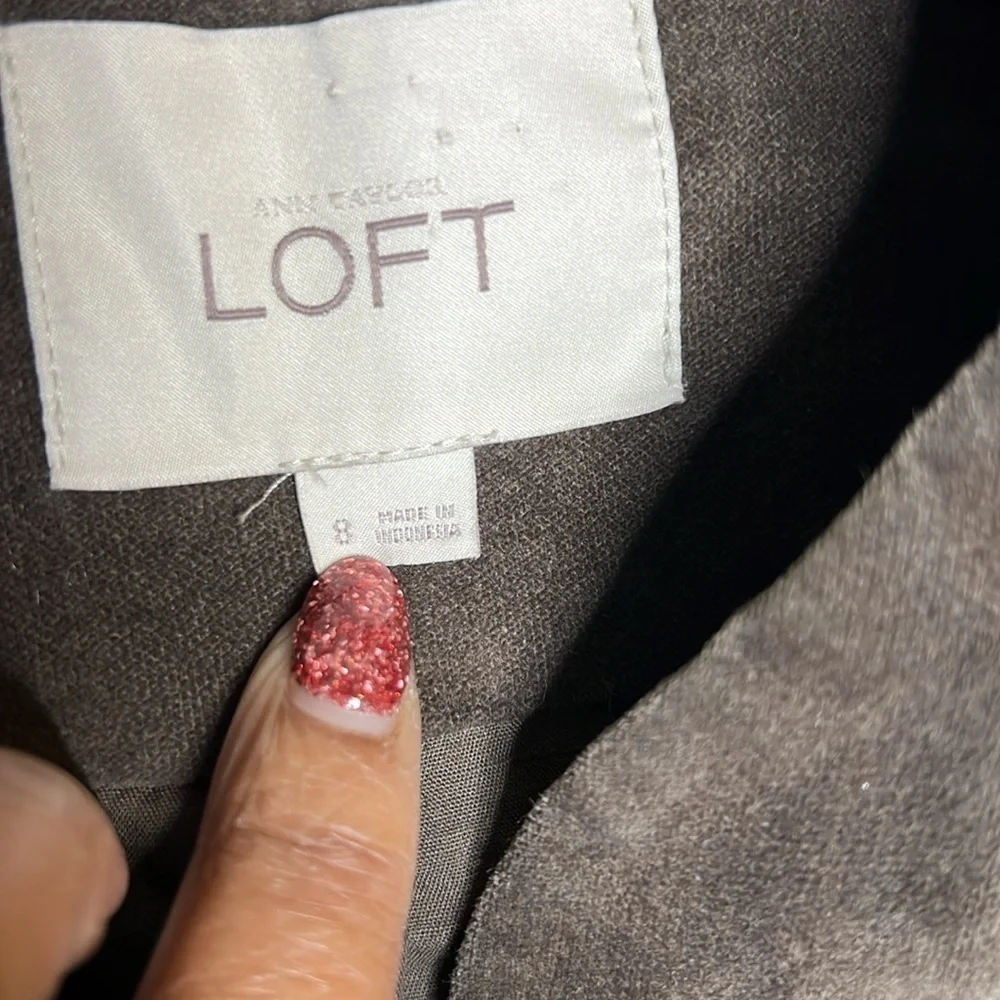 LOFT Brown Button Down Velour Blazer